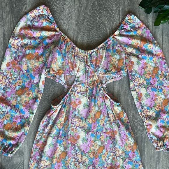 Wild fable Fit & Flare Long Sleeve Floral Cutout Dress. Size M - Picture 8 of 14